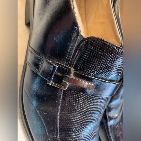 Stacy Adams Slip on Textured Black Leather Buckle Loafers Sz 10 - Picture 5 of 8